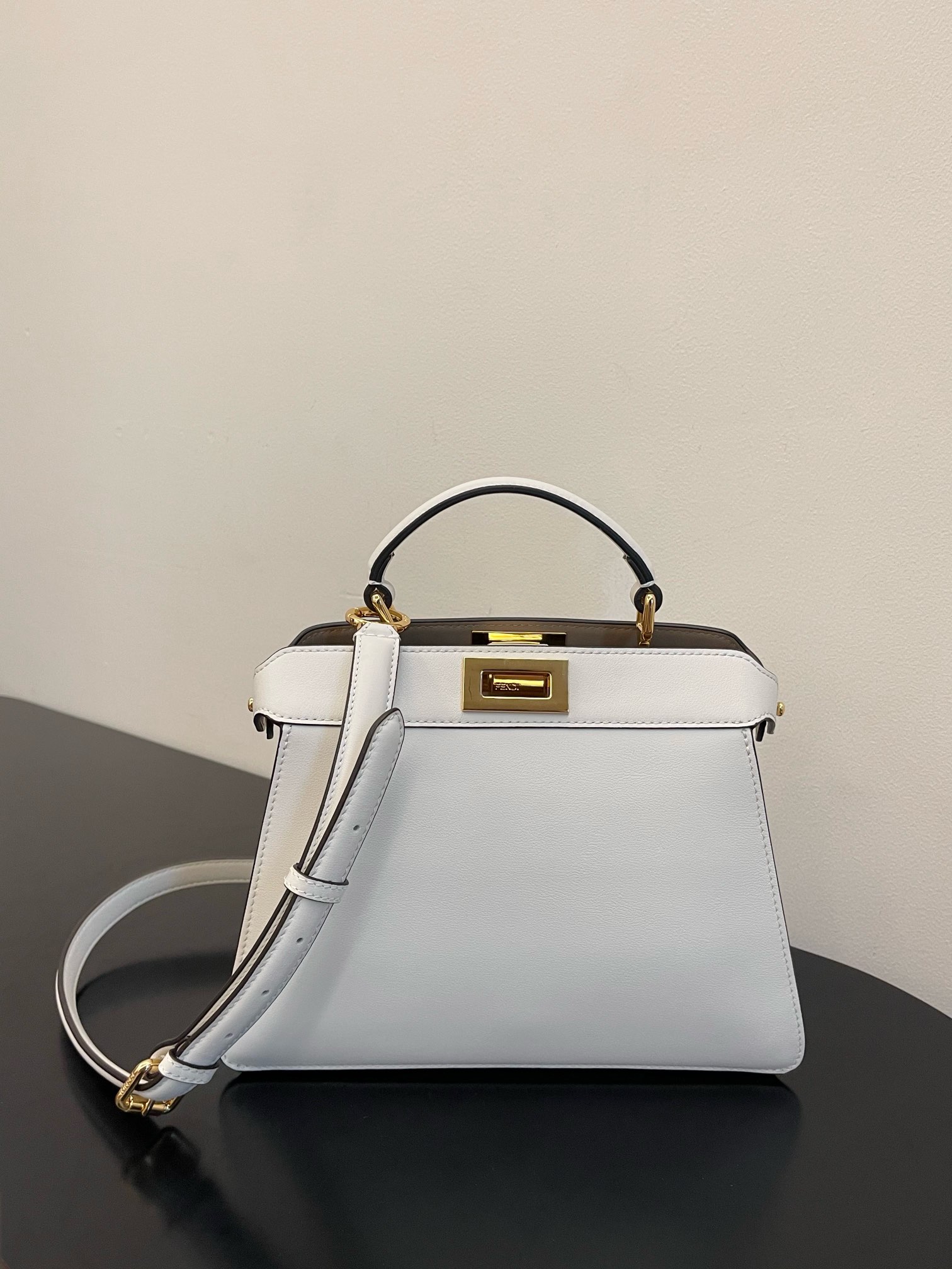 Fendi Peekaboo ISeeU Small White Calf Leather Bag